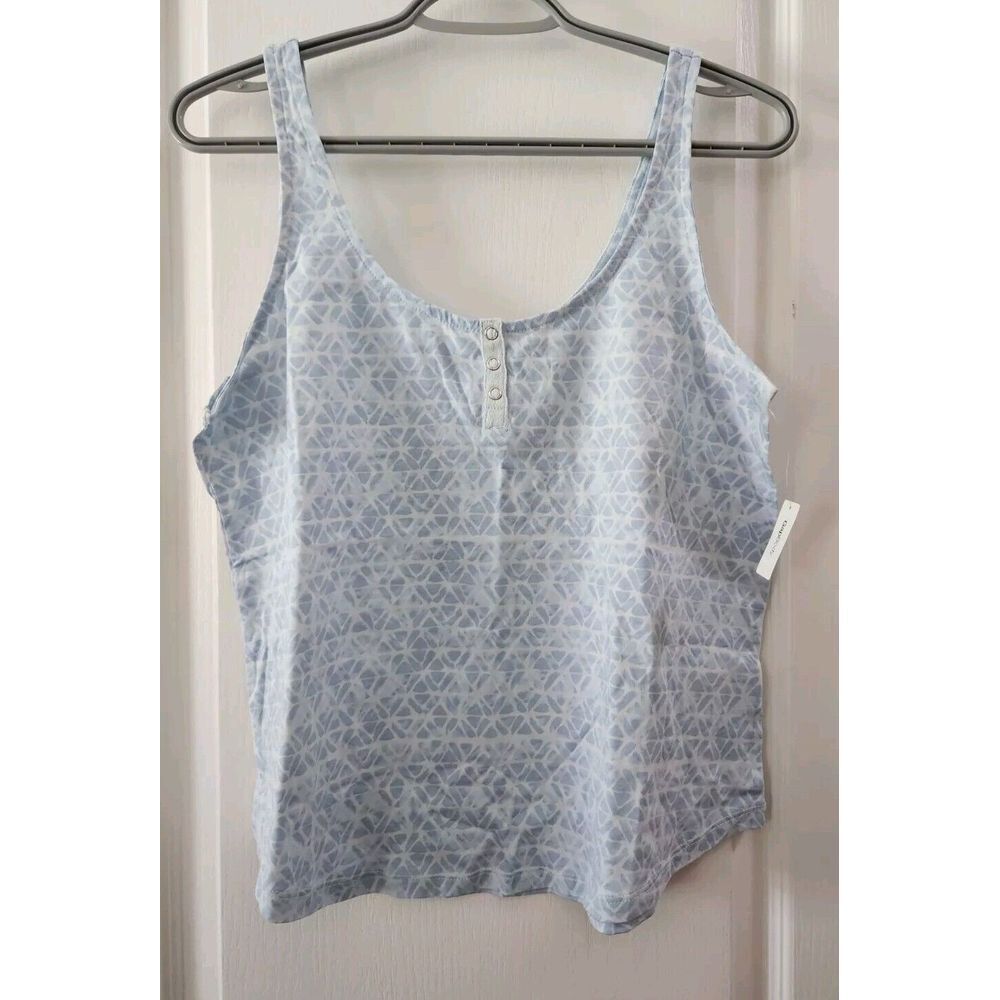 Gap Women's Pijama Tank Top Cotton Blue White Sleeveless Top Size S